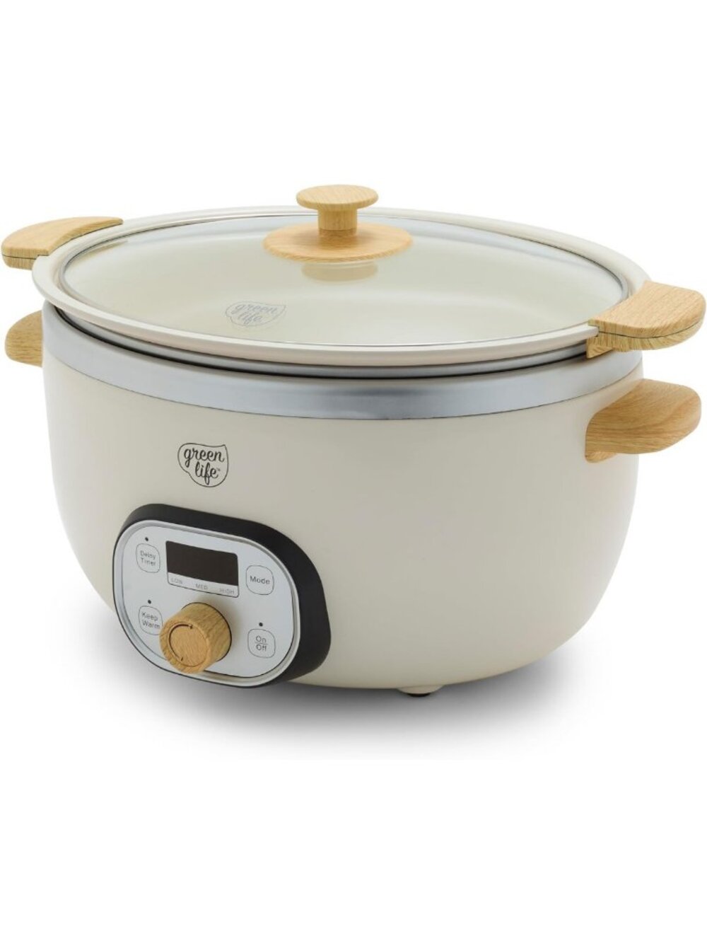 6QT Ceramic Nonstick Slow Cooker - Cooktop & Oven Safe, Stylish Green Color